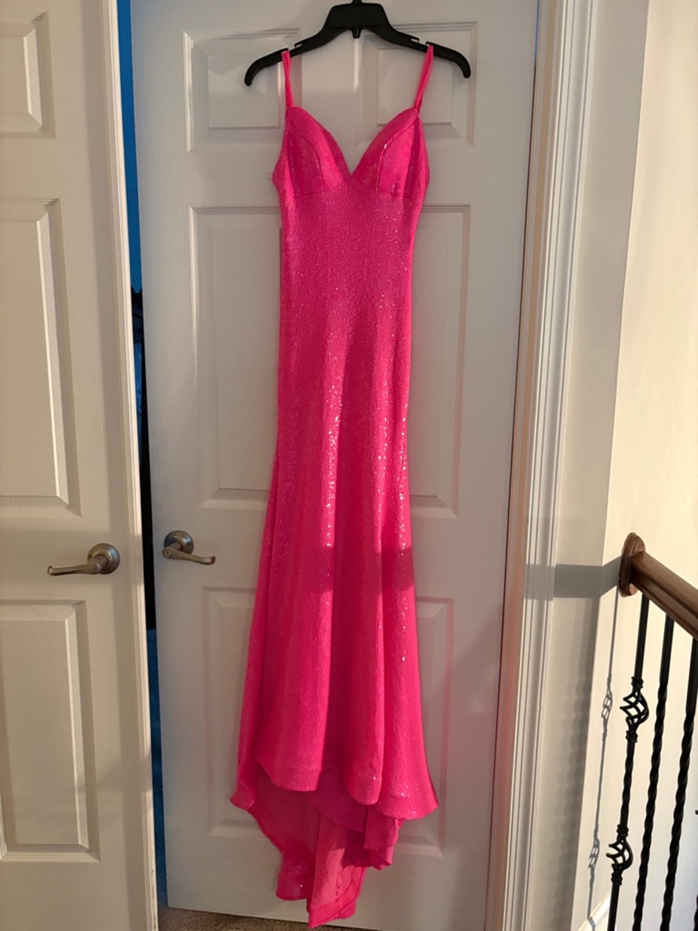 B Darlin Hot Pink Sequin Evening Gown